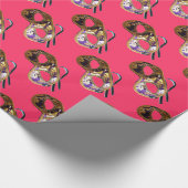 マルディグラスマスカレード明るい赤紫色 ラッピングペーパー (角)