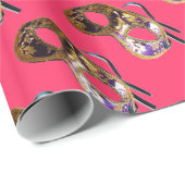 マルディグラスマスカレード明るい赤紫色 ラッピングペーパー (ロールコーナー)