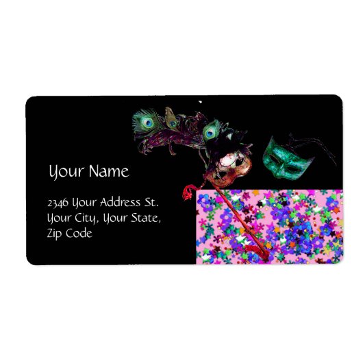 マルディグラスマスカレード紙吹雪 ラベル (正面)