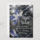 マルディグラスマスカレード誕生日パーティーの招待 招待状 (正面)