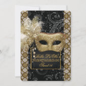 マルディグラスマスカレード誕生日パーティーの招待 招待状 (正面)