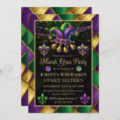 マルディグラスマスカレードSweet sixteen 招待状 (正面/裏面)