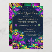 マルディグラスマスカレードSweet sixteen 招待状 (正面/裏面)