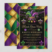 マルディグラスマスカレードSweet sixteen 招待状 (正面/裏面)