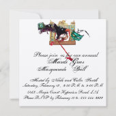 マルディグラスマスカレーボールマスクパペットシアター 招待状 (裏面)