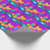 マルディグラスマスクと紙吹雪オンパープル ラッピングペーパー (角)