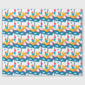 マルディグラスマスクと紙吹雪オンホワイト ラッピングペーパー (フラット)