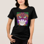 マルディグラスマスクをかわいい猫 トライブレンドＴシャツ (正面)