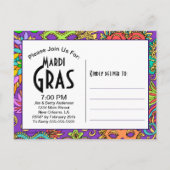 マルディグラスマスクカラフルマルティニ日付を保存 インビテーションポストカード (裏面)