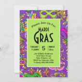 マルディグラスマスクカラフルマルティーニパーティー 招待状 (裏面)