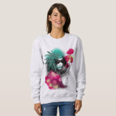 マルディグラスマスクカーニバルガールニューオーリンズ スウェットシャツ (正面フル)