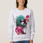 マルディグラスマスクカーニバルガールニューオーリンズ スウェットシャツ (正面)