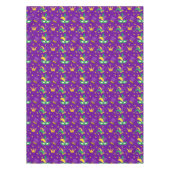 マルディグラスマスクグリーン金ゴールドパープルピエロハットクラウン テーブルクロス (正面)