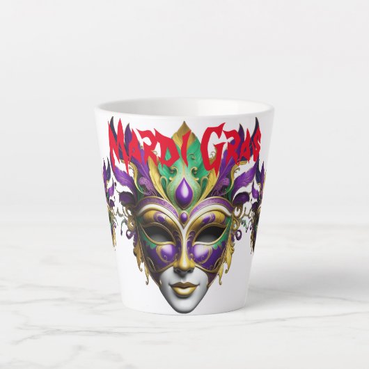 マルディグラスマスクサンダー_コーブ カフェラテマグ (正面)