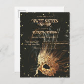 マルディグラスマスクダイアモンズブラックスウィート16 インビテーションポストカード (正面/裏面)