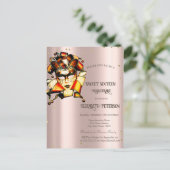 マルディグラスマスクダイヤモンドバラ金ゴールドスウィート16 インビテーションポストカード (スタンド正面)