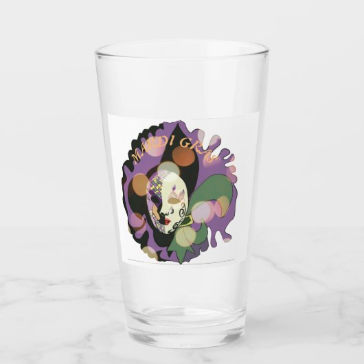 マルディグラスマスクデザイン カラフル タンブラーグラス (正面)