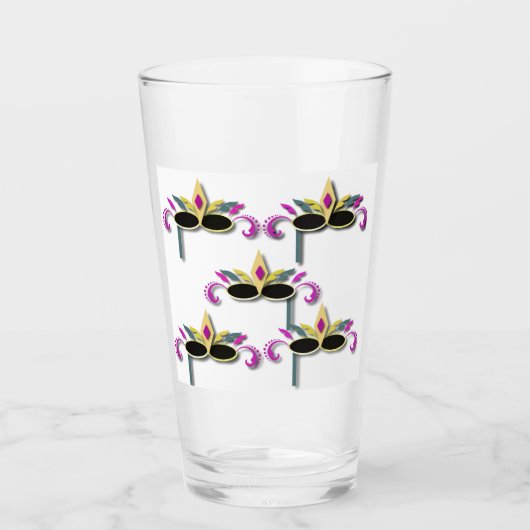 マルディグラスマスクデザイン カラフル タンブラーグラス (正面)