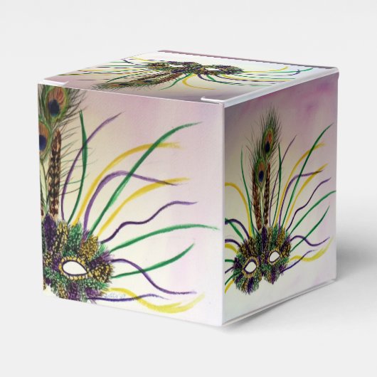 マルディグラスマスクパーティーの好意カスタムギフトボックス フェイバーボックス (正面サイド)