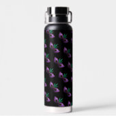 マルディグラスマスクパープルグリーンスパークルズモノグラム ウォーターボトル (背面)
