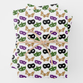 マルディグラスマスクパープルグリーンフェイク金ゴールドブラック ラッピングペーパーシート (インサイチュ)