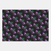 マルディグラスマスクパープルグリーン金ゴールドスパークルスパターン ラッピングペーパーシート (正面2)