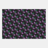 マルディグラスマスクパープルグリーン金ゴールドスパークルスパターン ラッピングペーパーシート (正面)