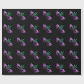 マルディグラスマスクパープルグリーン金ゴールドスパークルスパターン ラッピングペーパー (フラット)