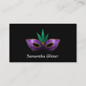 マルディグラスマスクパープルグリーン金ゴールドスパークルスブラック 名刺 (裏面)