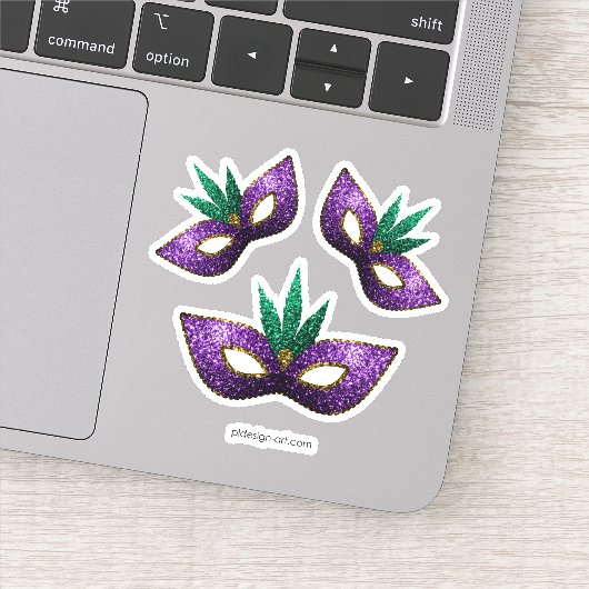 マルディグラスマスクパープルグリーン金ゴールドスパークル シール (詳細)
