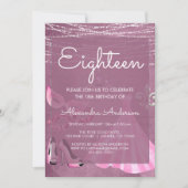 マルディグラスマスクパープルマスカレードバースデーパーティー 招待状 (正面)