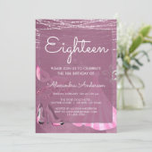 マルディグラスマスクパープルマスカレードバースデーパーティー 招待状 (スタンド正面)