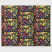 マルディグラスマスクビーズ大規模カーニバル ラッピングペーパー (フラット)