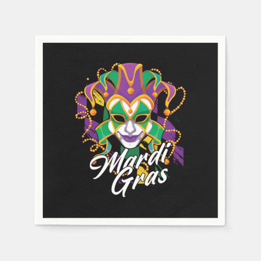 マルディグラスマスクビーズ通りパーティーカーニバルギフト スタンダードカクテルナプキン (正面)