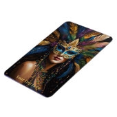 マルディグラスマスクフェザービーズカスタム文字かわいい マグネット (左側)