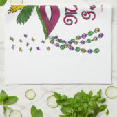 マルディグラスマスクフェザービーズ キッチンタオル (折り畳み)