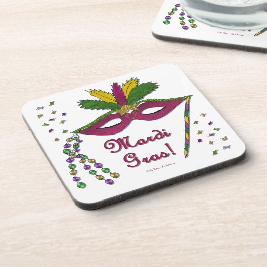 マルディグラスマスクフェザービーズ コースター (左側)
