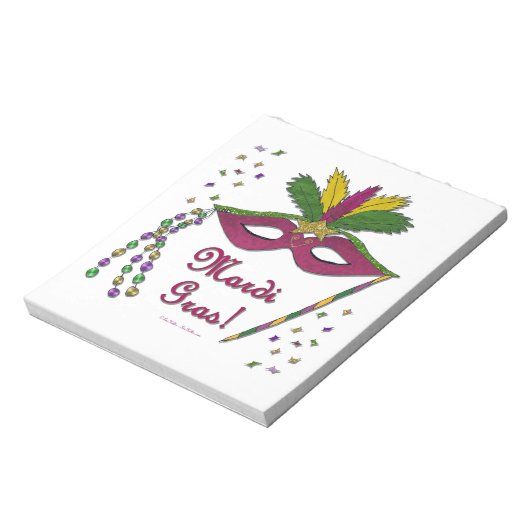 マルディグラスマスクフェザービーズ ノートパッド (回転)