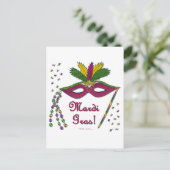 マルディグラスマスクフェザービーズ ポストカード (スタンド正面)