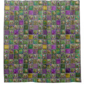 マルディグラスマスクフェザー(紋章の)フラ・ダ・リタイルプリント シャワーカーテン (正面)