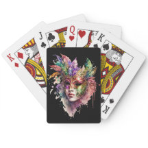 マルディグラスマスク付水色女性顔