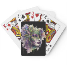 マルディグラスマスク付水色女性顔