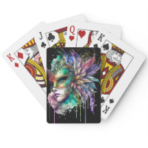 マルディグラスマスク付水色女性顔