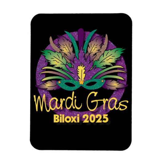 マルディグラスマスク磁石 – 2025 - Biloxi, MS. マグネット (縦)