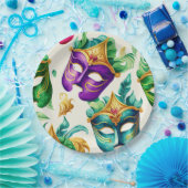 マルディグラスマスク紙プレート ペーパープレート (パーティー)