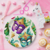 マルディグラスマスク紙プレート ペーパープレート (パーティー)