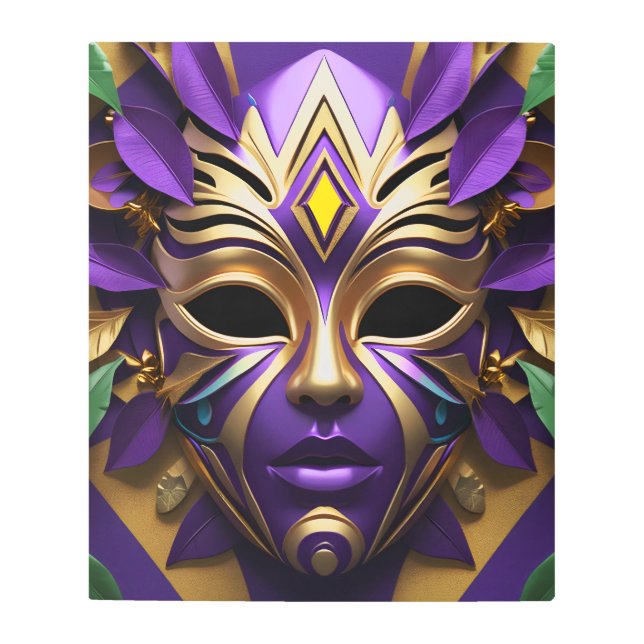 マルディグラスマスク1カーニバルスピリットウォール メタルプリント (正面)