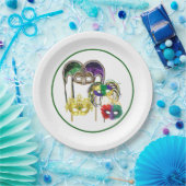 マルディグラスマスク1 ペーパープレート (パーティー)