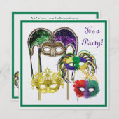 マルディグラスマスク1 招待状 (正面/裏面)