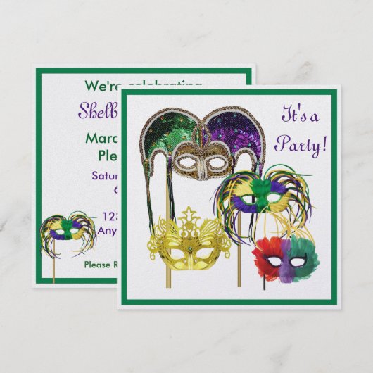 マルディグラスマスク1 招待状 (正面/裏面)